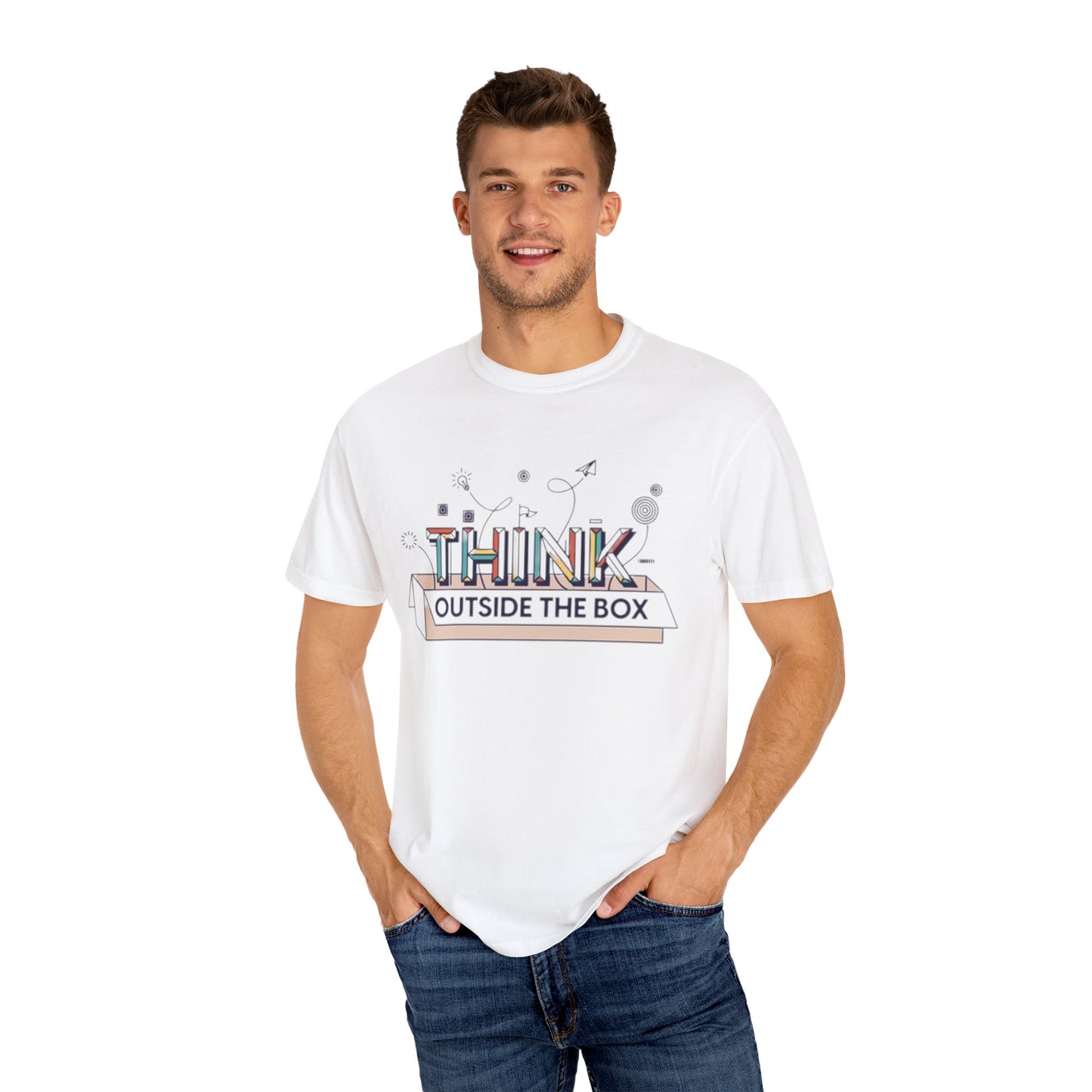 Creative Think Outside the Box T-Shirt, Unisex Inspirational Tee, Gift for Students, Fun Graphic Shirt, Casual Wear for All Occasions, Comfort Clothing