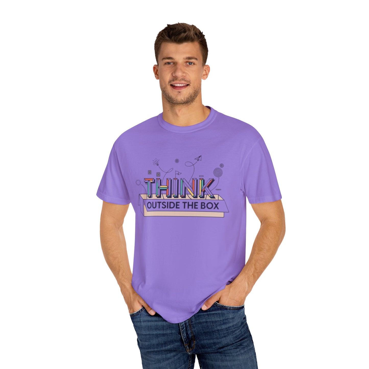 Creative Think Outside the Box T-Shirt, Unisex Inspirational Tee, Gift for Students, Fun Graphic Shirt, Casual Wear for All Occasions, Comfort Clothing