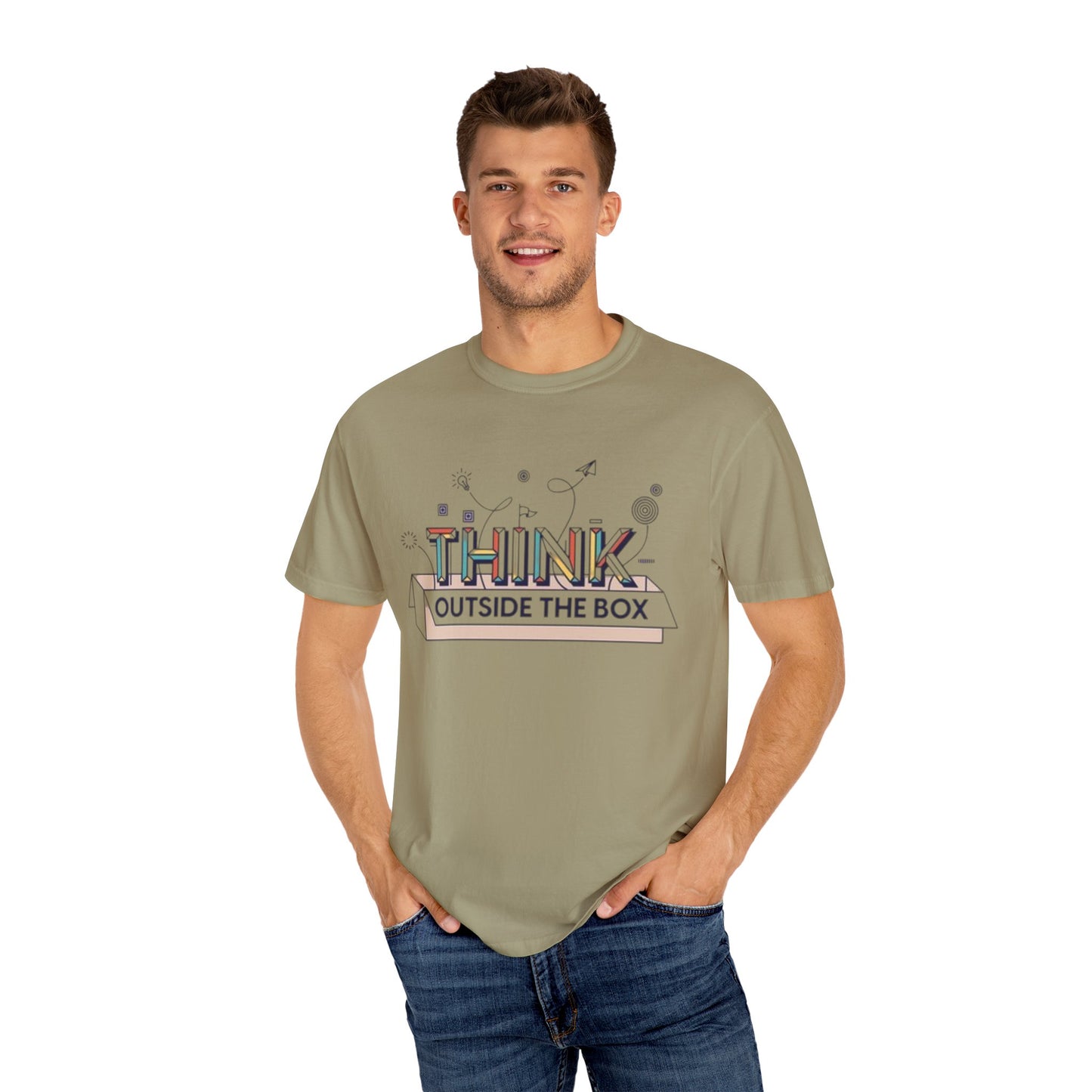 Creative Think Outside the Box T-Shirt, Unisex Inspirational Tee, Gift for Students, Fun Graphic Shirt, Casual Wear for All Occasions, Comfort Clothing
