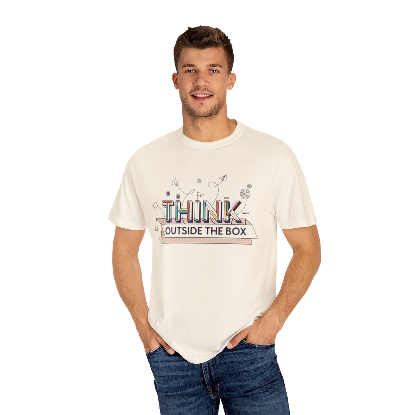 Creative Think Outside the Box T-Shirt, Unisex Inspirational Tee, Gift for Students, Fun Graphic Shirt, Casual Wear for All Occasions, Comfort Clothing