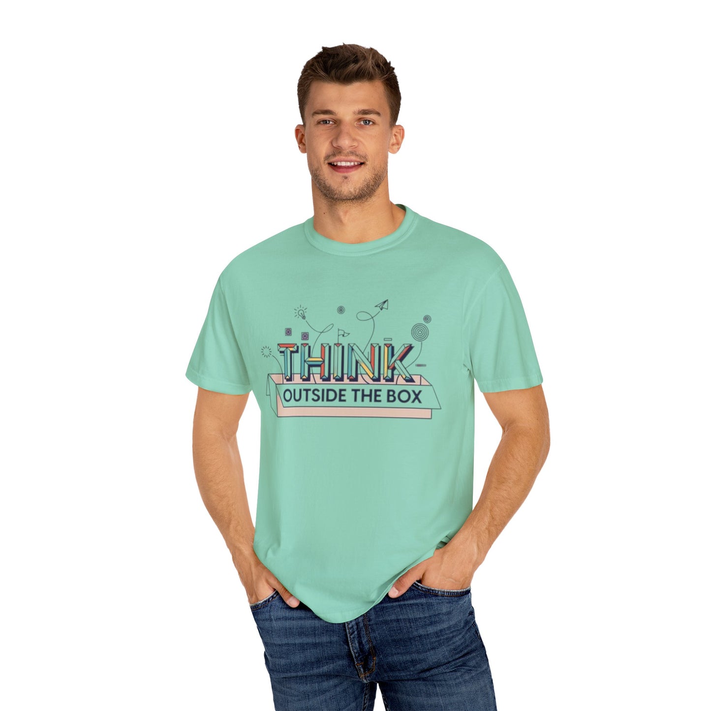 Creative Think Outside the Box T-Shirt, Unisex Inspirational Tee, Gift for Students, Fun Graphic Shirt, Casual Wear for All Occasions, Comfort Clothing