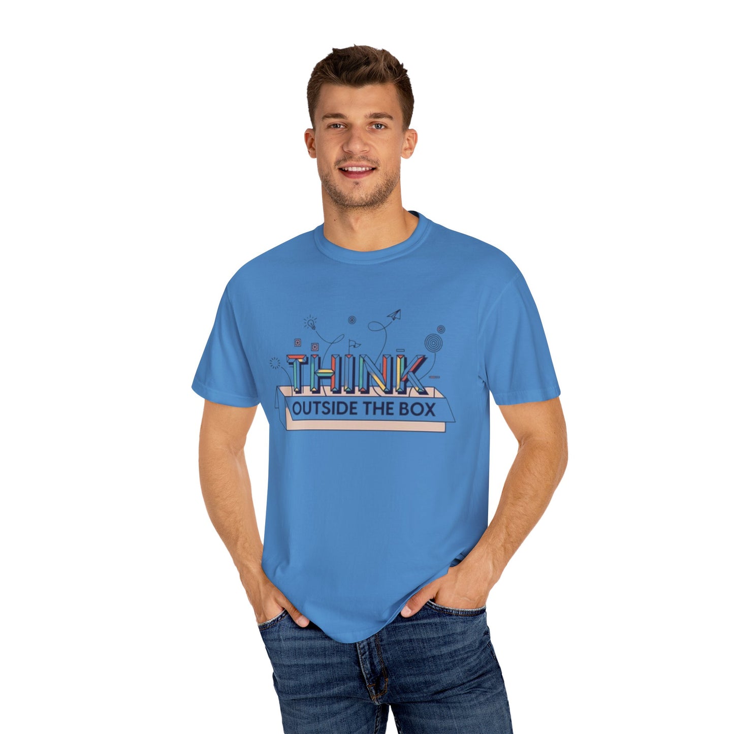 Creative Think Outside the Box T-Shirt, Unisex Inspirational Tee, Gift for Students, Fun Graphic Shirt, Casual Wear for All Occasions, Comfort Clothing
