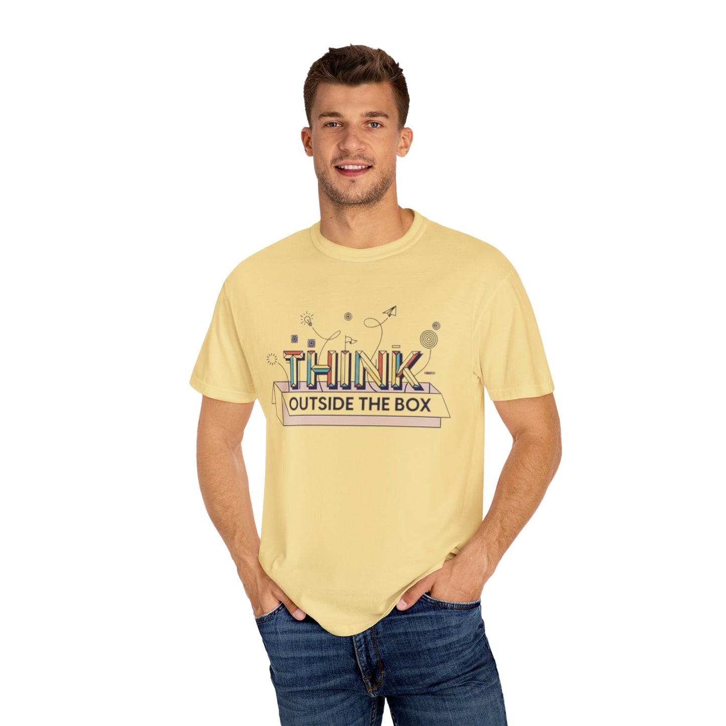 Creative Think Outside the Box T-Shirt, Unisex Inspirational Tee, Gift for Students, Fun Graphic Shirt, Casual Wear for All Occasions, Comfort Clothing