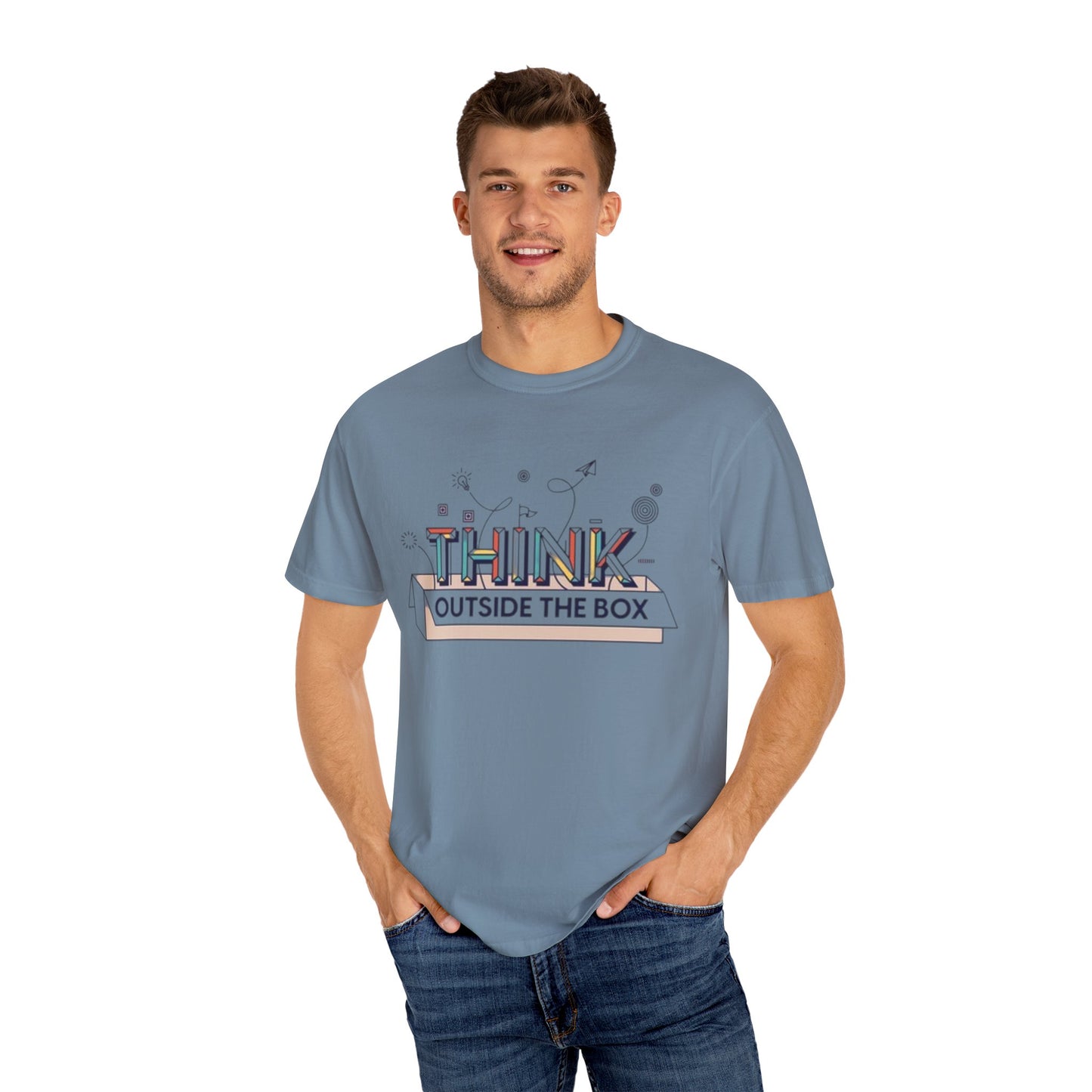 Creative Think Outside the Box T-Shirt, Unisex Inspirational Tee, Gift for Students, Fun Graphic Shirt, Casual Wear for All Occasions, Comfort Clothing
