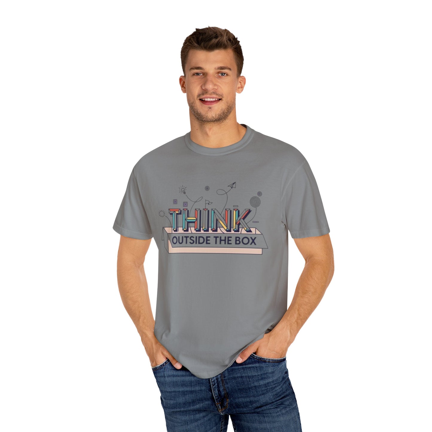 Creative Think Outside the Box T-Shirt, Unisex Inspirational Tee, Gift for Students, Fun Graphic Shirt, Casual Wear for All Occasions, Comfort Clothing