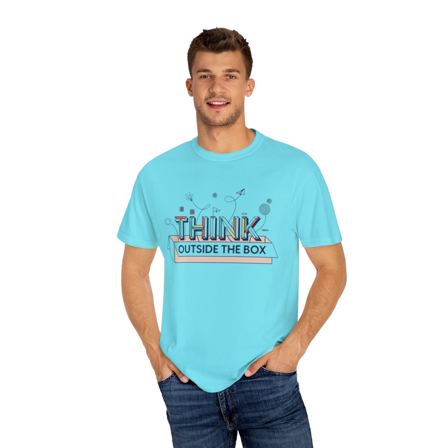 Creative Think Outside the Box T-Shirt, Unisex Inspirational Tee, Gift for Students, Fun Graphic Shirt, Casual Wear for All Occasions, Comfort Clothing