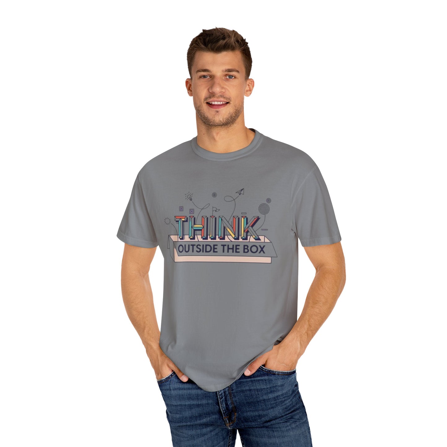 Creative Think Outside the Box T-Shirt, Unisex Inspirational Tee, Gift for Students, Fun Graphic Shirt, Casual Wear for All Occasions, Comfort Clothing