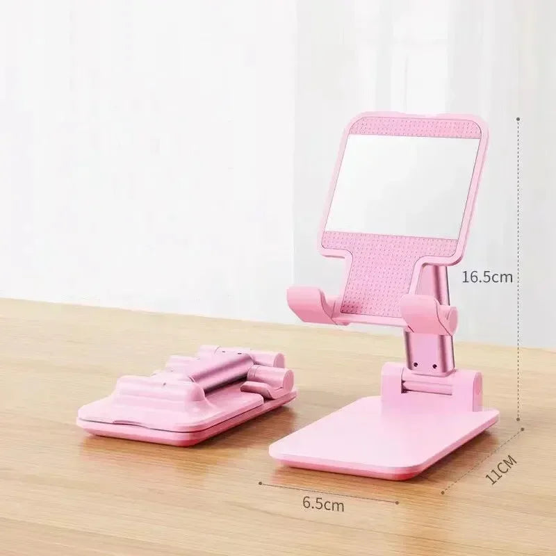 Folding Phone Holder Tablet Lazy Bracket Height Adjustable Desktop Live Streaming Stand for iPhone 12-16 Pro Max Samsung Xiaomi